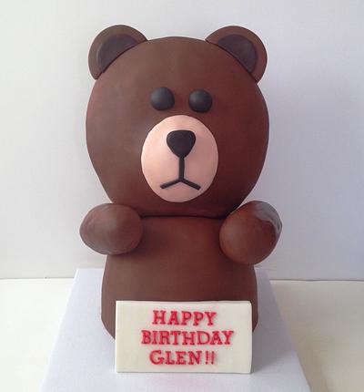 Line Brown Bear - Cake by funni
