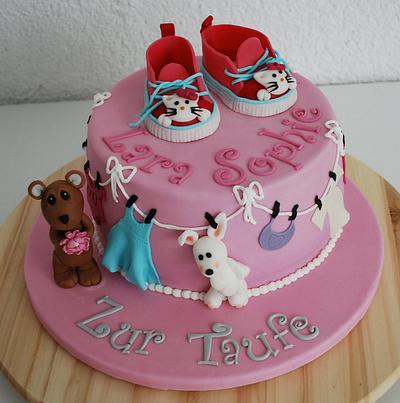 Christening cake with Teddy bear  - Cake by Simone Barton