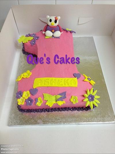 Pretty Pink First Birthday  - Cake by Que's Cakes