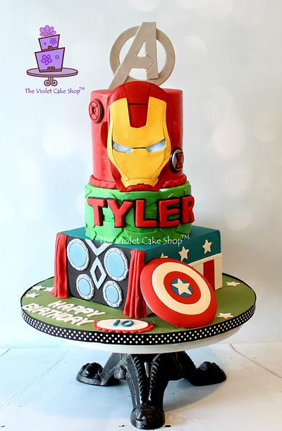 AVENGERS Cake with Light Up IRON MAN Eyes - Cake by Violet - The Violet Cake Shop™