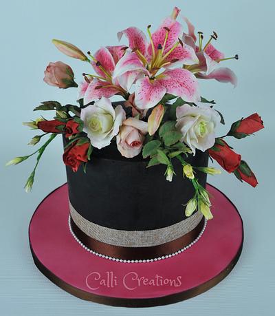 Floral 40th Cake  - Cake by Calli Creations