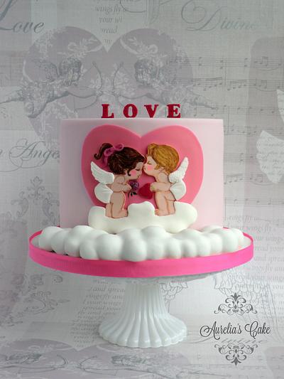 Baby angels in love - Valentine's Day - Cake by Aurelia's Cake