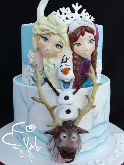 Frozen - Elsa and Anna, Olaf and Sven - Cake by Diana