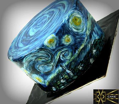 Starry Night Cake - Hand painted - Cake by Cake! By Jennifer Riley 
