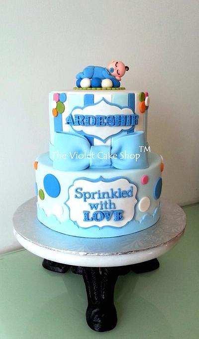 Sprinkled with Love Baby Shower with Sleeping Baby Topper - Cake by Violet - The Violet Cake Shop™