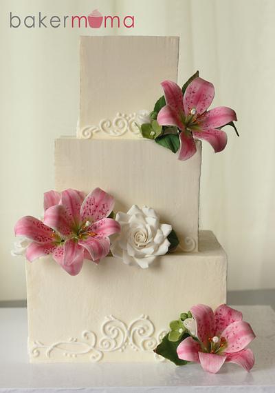 Square buttercream wedding cake - Cake by Bakermama