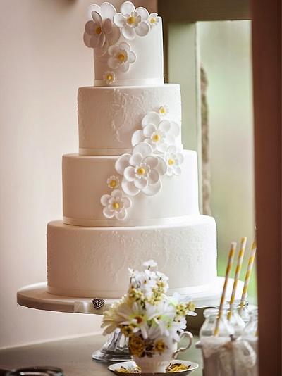 Tickety Boo - Contemporary White and Lemon Wedding Cake - Cake by Tickety Boo Cakes