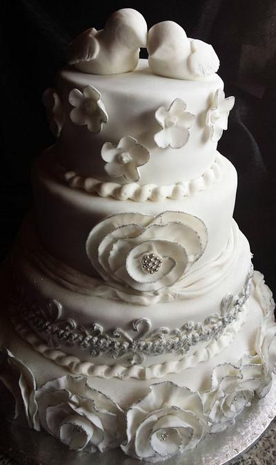 White & Silver - Cake by Sugary Sweet