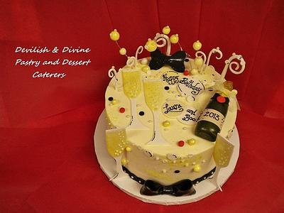 Black tie and Champagne cake - Cake by DevilishDivine