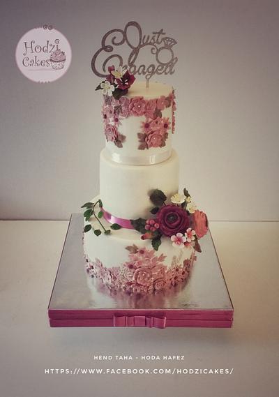 Just Engaged 🌸🌷 - Cake by Hend Taha-HODZI CAKES