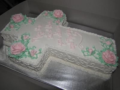 Pink Rose Baptism - Cake by Tiffany Palmer