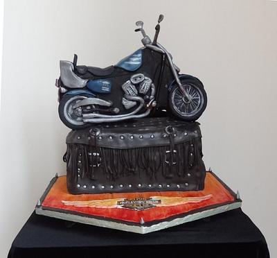 Harley Davidson Sportster Motorbike and Saddlebag - Cake by Fifi's Cakes