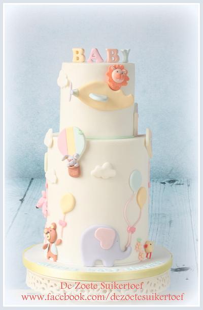 Sweet baby shower double barrel cake - Cake by De Zoete Suikertoef