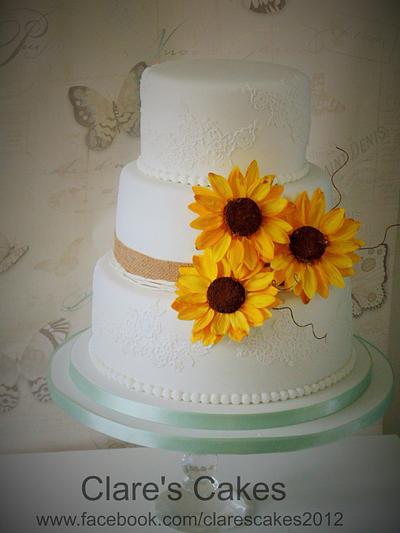 Sunflower Wedding Cake - Cake by Clare's Cakes - Leicester