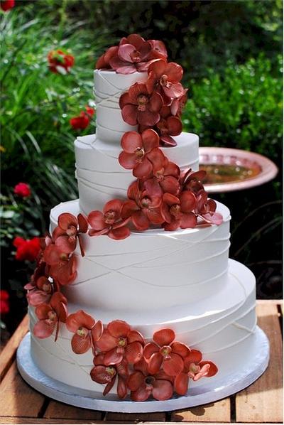 Copper Vanda Orchid Wedding Cake - Cake by Jenniffer White