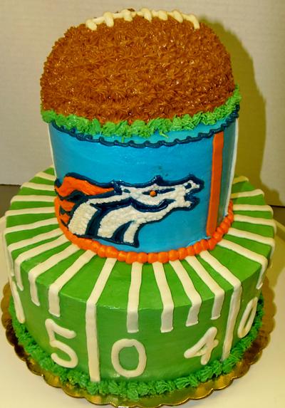 Denver Bronco football buttercream design cake - Cake by Nancys Fancys Cakes & Catering (Nancy Goolsby)