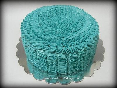 Simple Ruffle cake in teal - Cake by gizangel