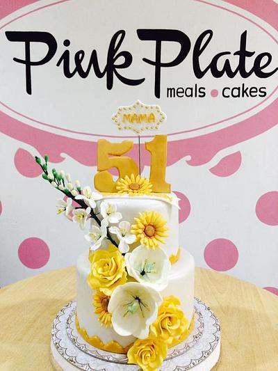 Yellow floral cake - Cake by Pink Plate Meals and Cakes