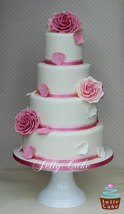 Dusky Pink Roses Wedding Cake - Cake by JellyCake - Trudy Mitchell