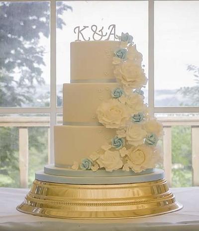 Pretty in Blue - Rose & Peony Cascade - Cake by The Buttercream Pantry