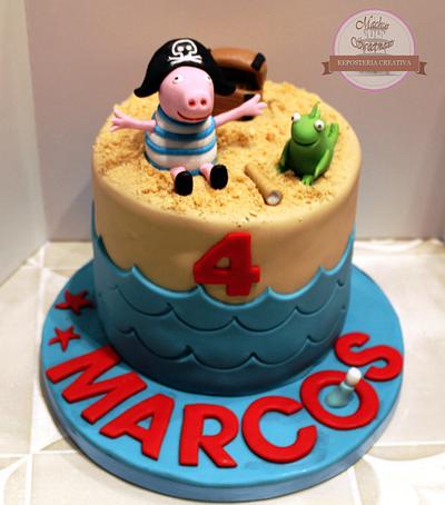 Tarta George Pig pirata, George Pig Pirate cake - Cake by Machus sweetmeats