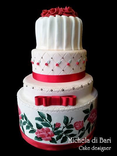 Wedding cake  with rose hand painted ♥ - Cake by Michela di Bari