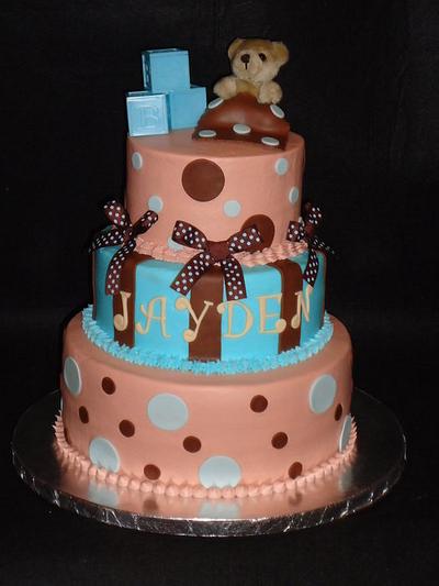 Blue and Brown baby shower - Cake by Kim Leatherwood