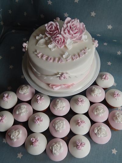 Pretty rose Christening - Cake by Elizabeth Miles Cake Design