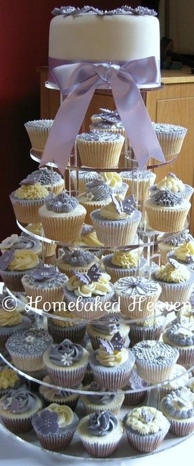 Wedding cupcake tower in lavender  - Cake by Amanda Earl Cake Design