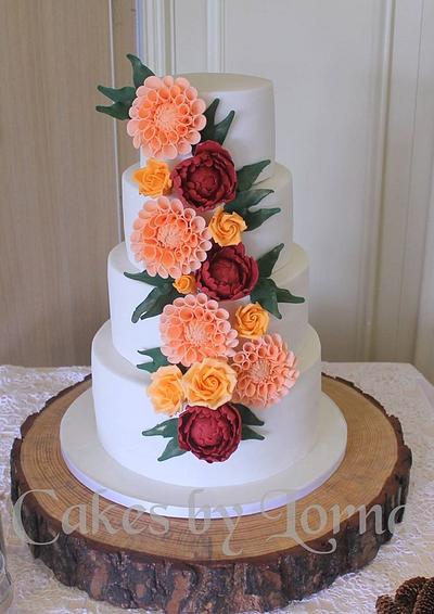 Four tier Autumn Wedding Cake - Cake by Cakes by Lorna