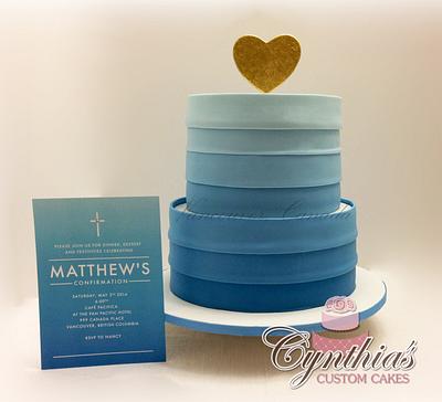 Blue Ombré Confirmation Cake - Cake by Cynthia Jones