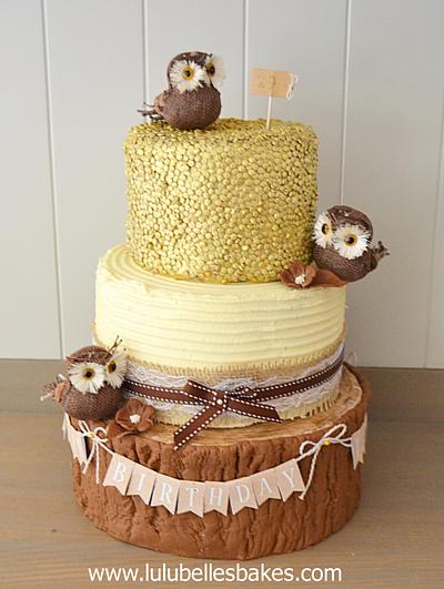 Rustic Owl and log cake - Cake by Lulubelle's Bakes