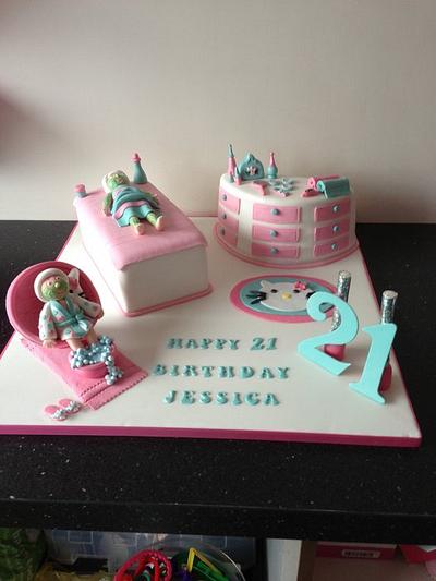 21st spa cake with hello kitty - Cake by Donnajanecakes 