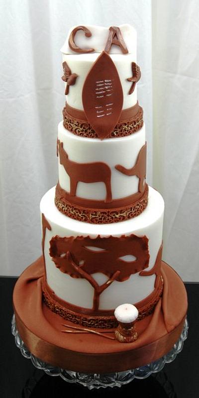 African Safari/Zulu Themed Wedding Cake - Cake by Sugarpixy