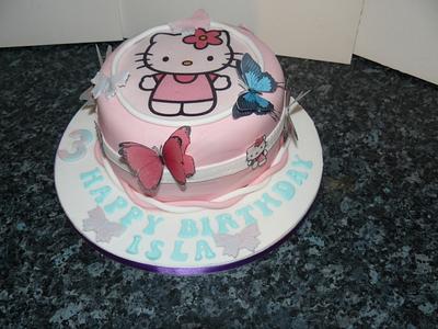 Hello Kitty Photo cake with butterflies  - Cake by Krazy Kupcakes 