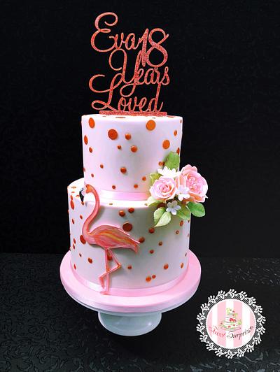 Blush and rose gold flamingo 18th Birthday  - Cake by Sweet Surprizes 