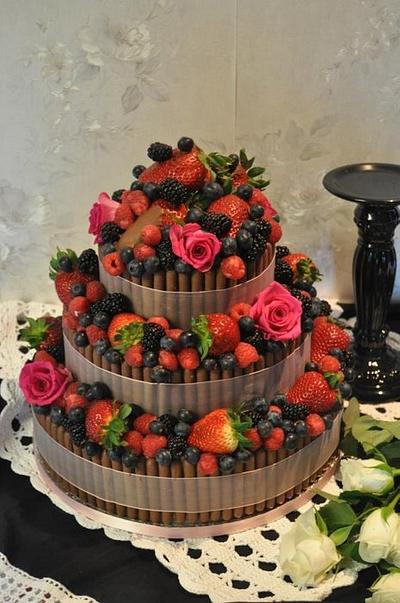 Chocolate and fruit wedding cake - Cake by Susie