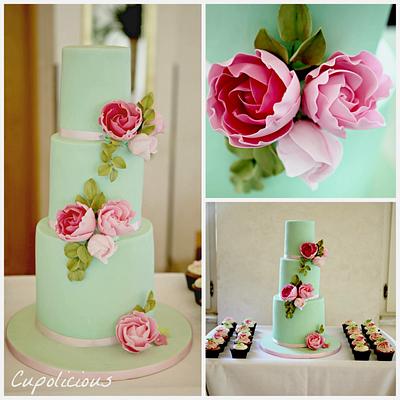 Green and pink wedding cake - Cake by Kriti Walia