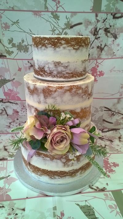 Semi Naked Wedding Cake - Cake by Combe Cakes