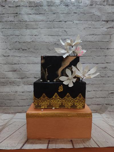 Rose gold wedding cake - Cake by Dr RB.Sudha