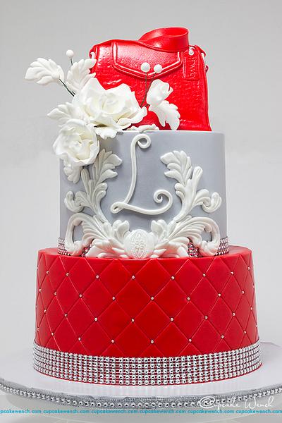 Red, silver, white birthday - Cake by Cupcake Wench