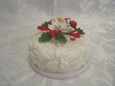 Holly Lace Fruit Cake. - Cake by The Annie Grace Bakery