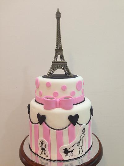 Paris Theme 2 Tier Fondant Cake - Cake by Samm