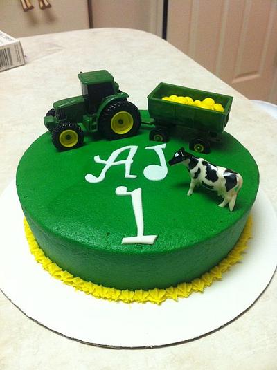 John Deere/Farm Animal smash cake - Cake by Jen Scott