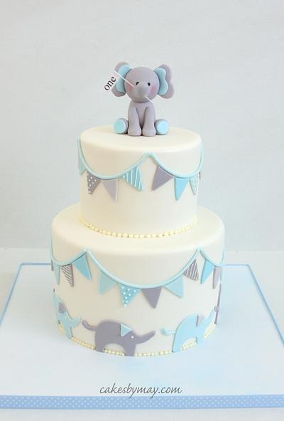 Elephant and Banners First Birthday - Cake by Cakes by Maylene