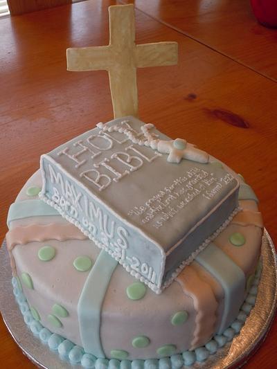 Baby Boy Baptism Cake - Cake by sweetpeacakemom