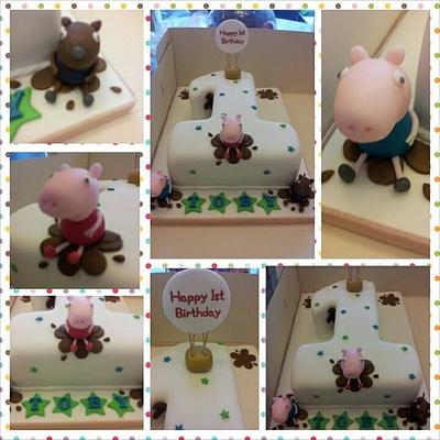 Muddy Puddles 'Peppa Pig' 1st Birthday Cake - Cake by Clairey's Cakery