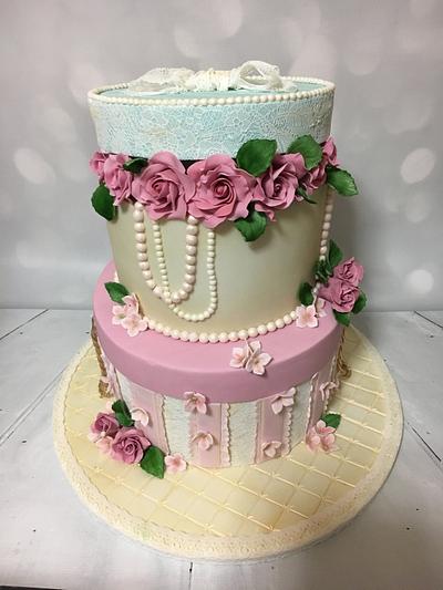Hat boxes  - Cake by Rock and Roses cake co. 