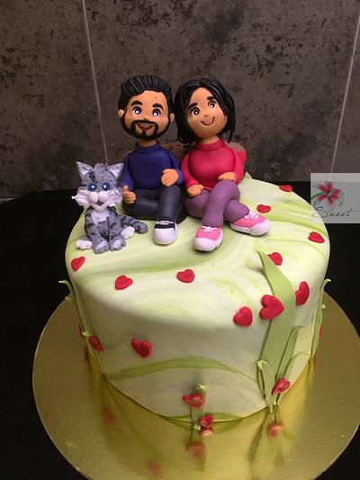 Couple and cat - Cake by Susanna Sequeira