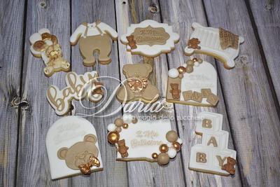 Teddy bear themed baptism cookies - Cake by Daria Albanese